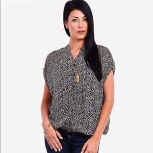 Only Noelle Semi Sheer Black & White Print Blouse‎